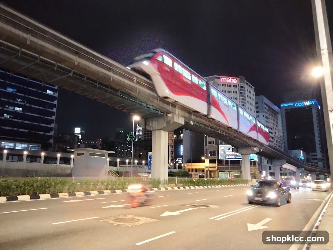 Monorail Train at Night