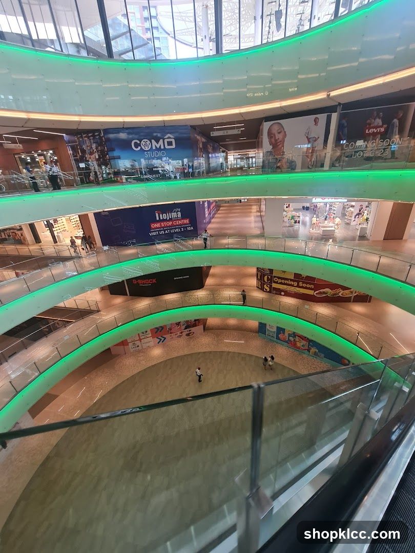 Interior of a multi-level shopping mall