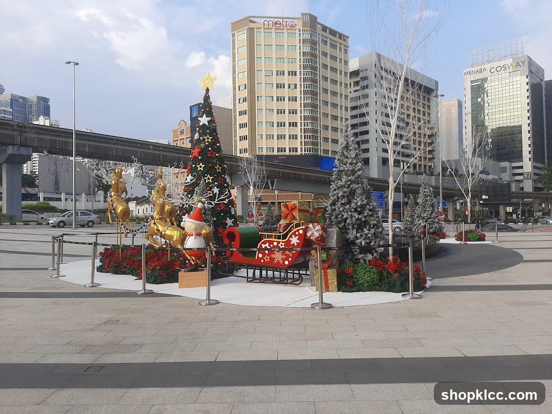Christmas Decorations in a City Square