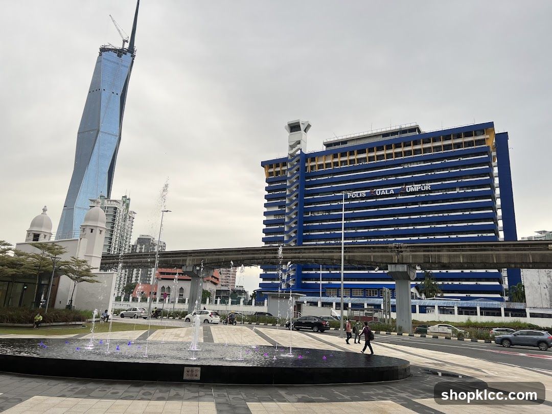 Cityscape with Police Building and Skyscraper