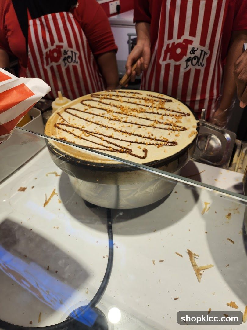 Crepe being prepared