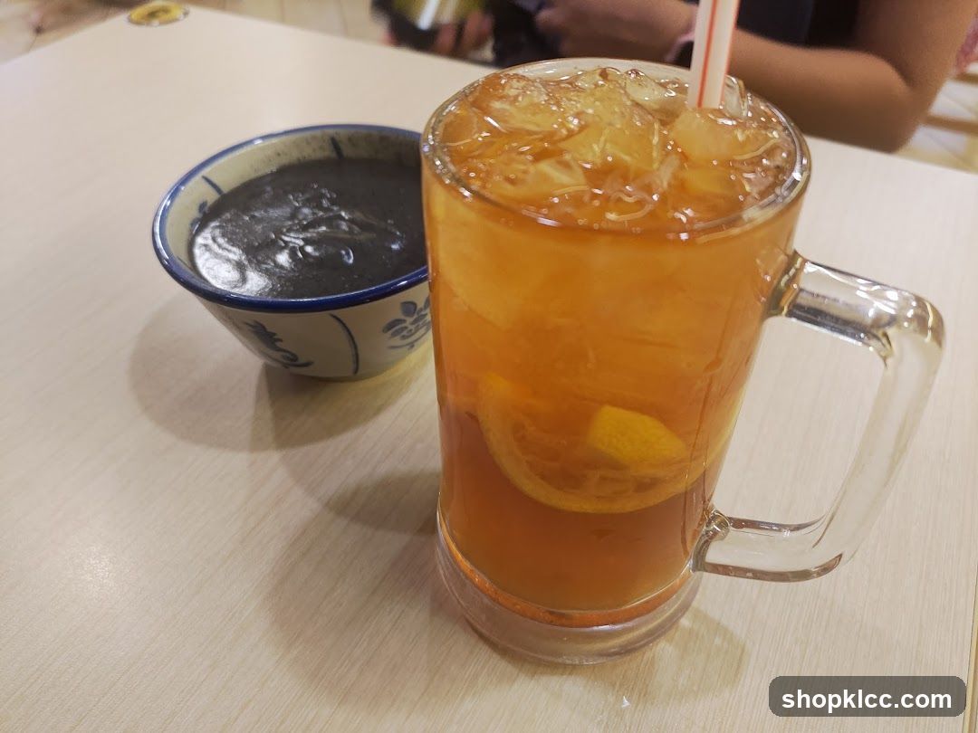 Iced Tea and Black Sesame Paste
