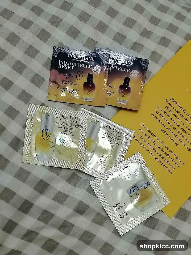 L'Occitane Immortelle Skincare Samples