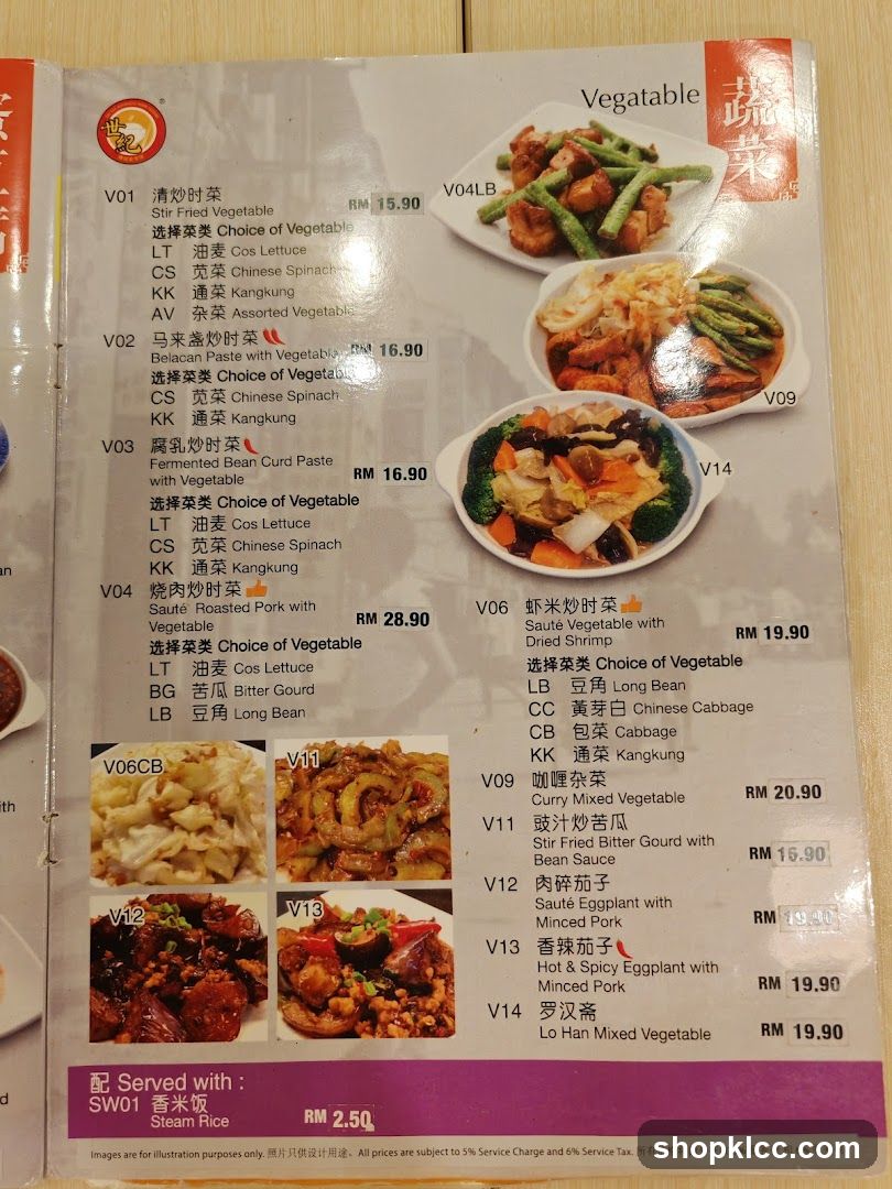 Vegetable Menu