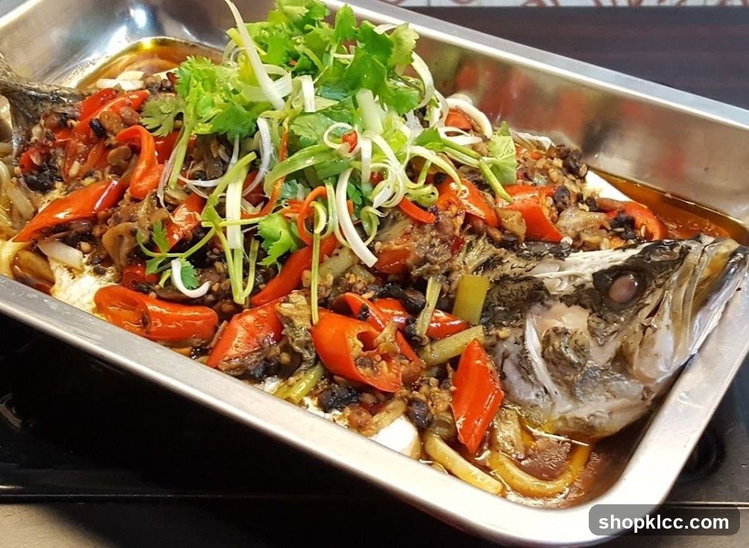 Steamed Fish with Peppers and Black Beans