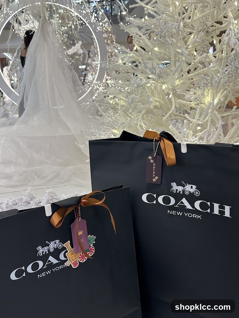 Coach Shopping Bags with Holiday Decorations