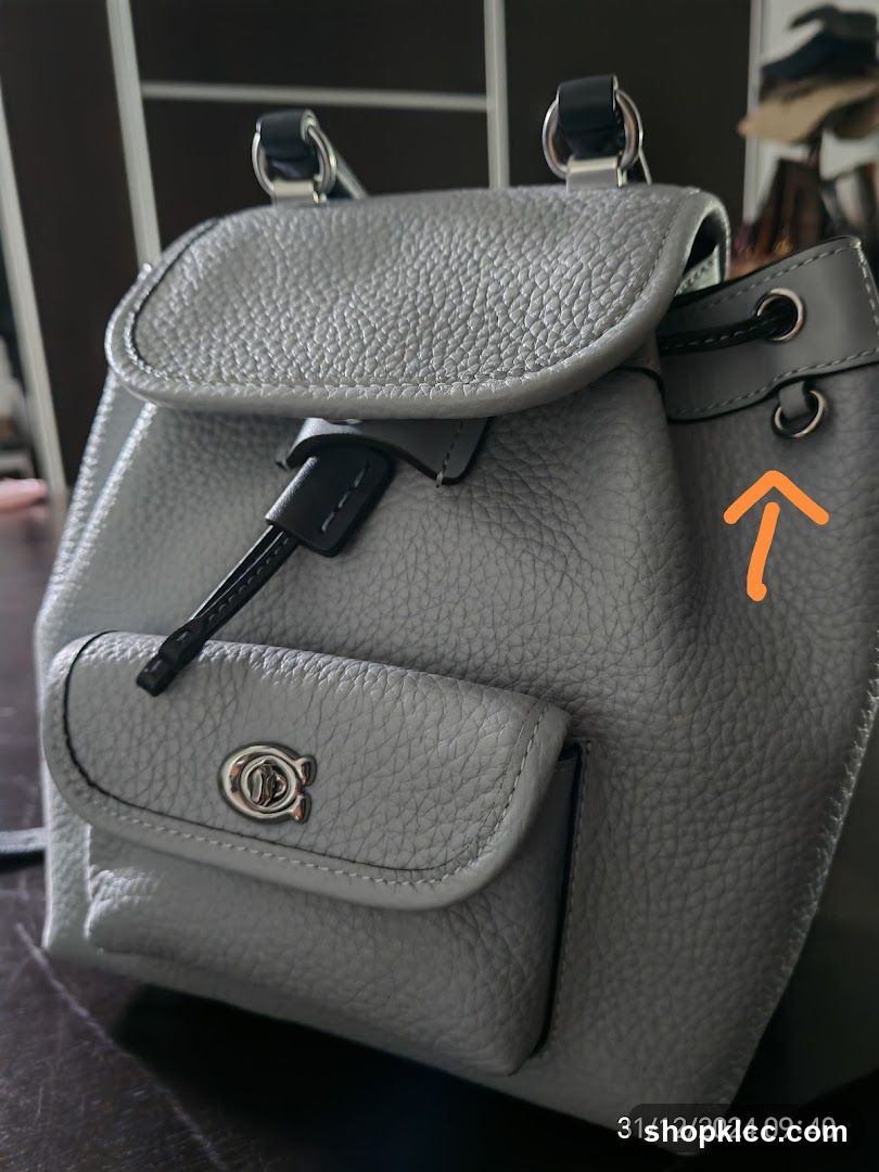 Grey Leather Backpack