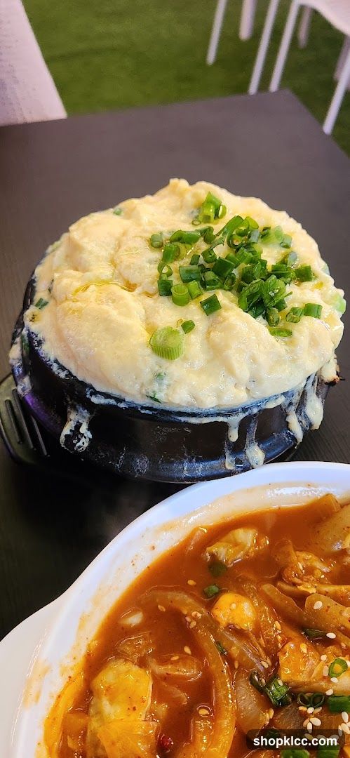 Korean Dishes with Mashed Potato and Stew
