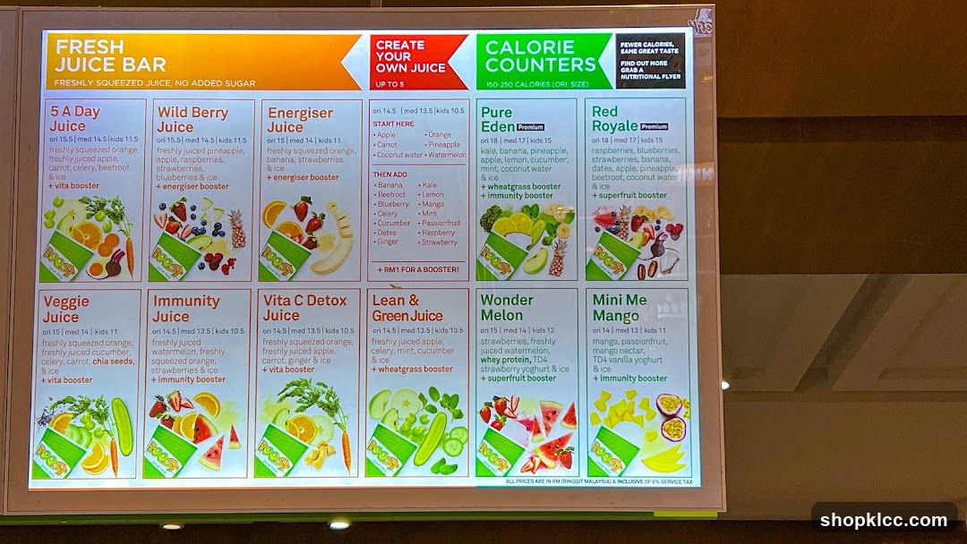 Fresh Juice Bar Menu Board