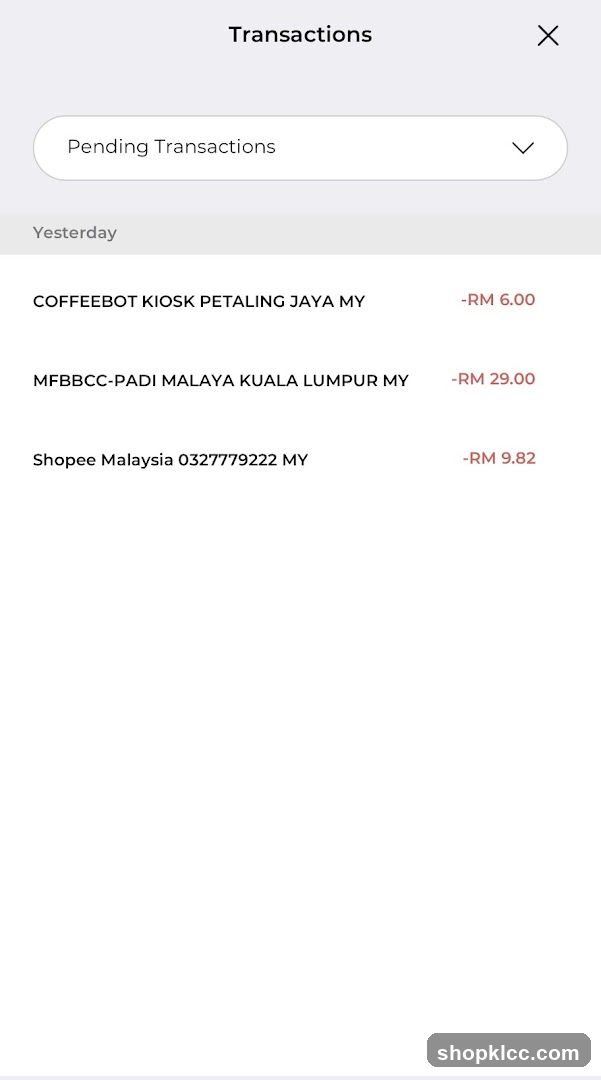 Pending Transactions
