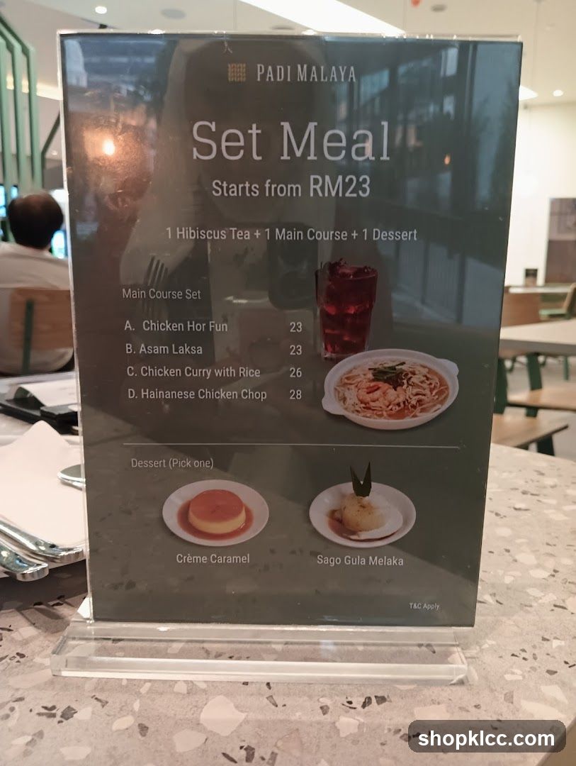 Padi Malaya Set Meal Menu