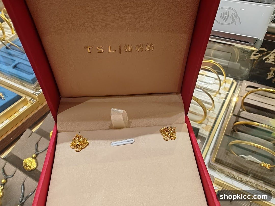Gold jewelry in a display box