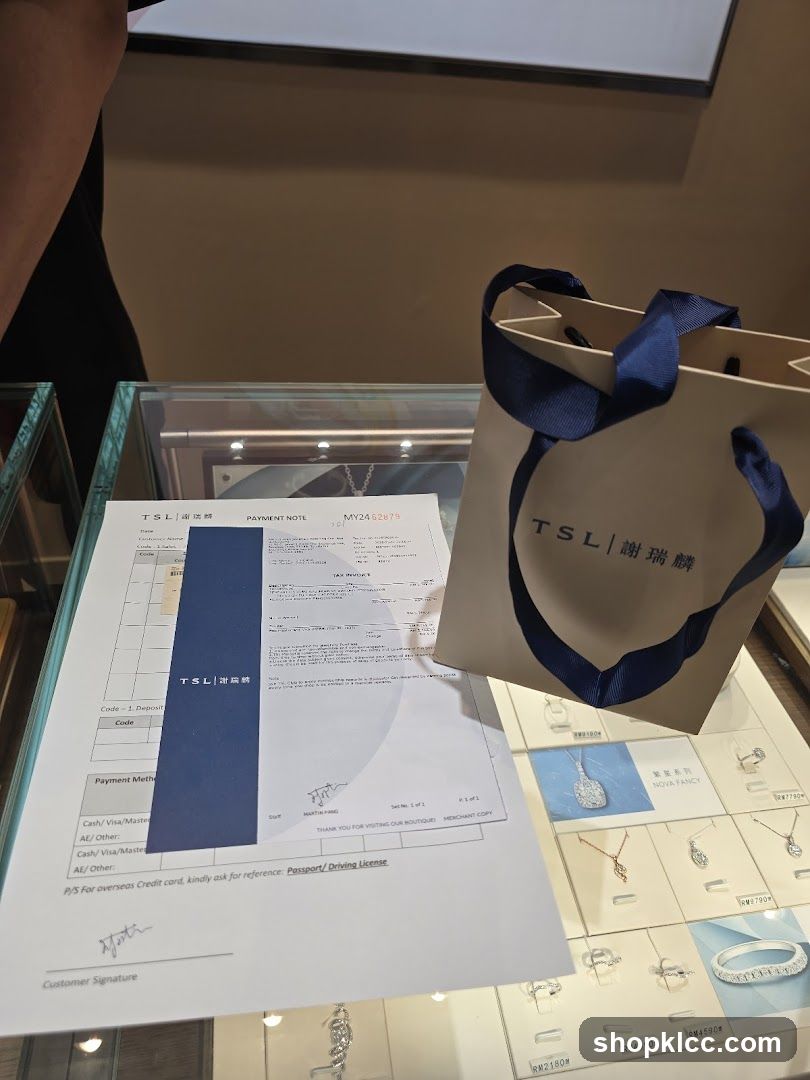 Jewelry Store Receipt and Shopping Bag