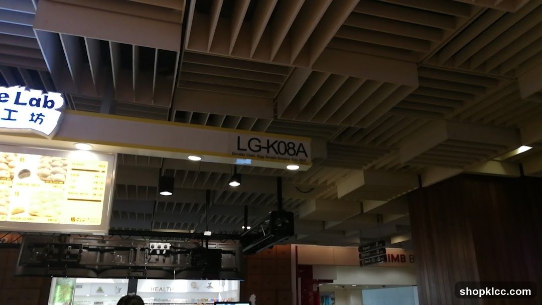 Food court ceiling with signage