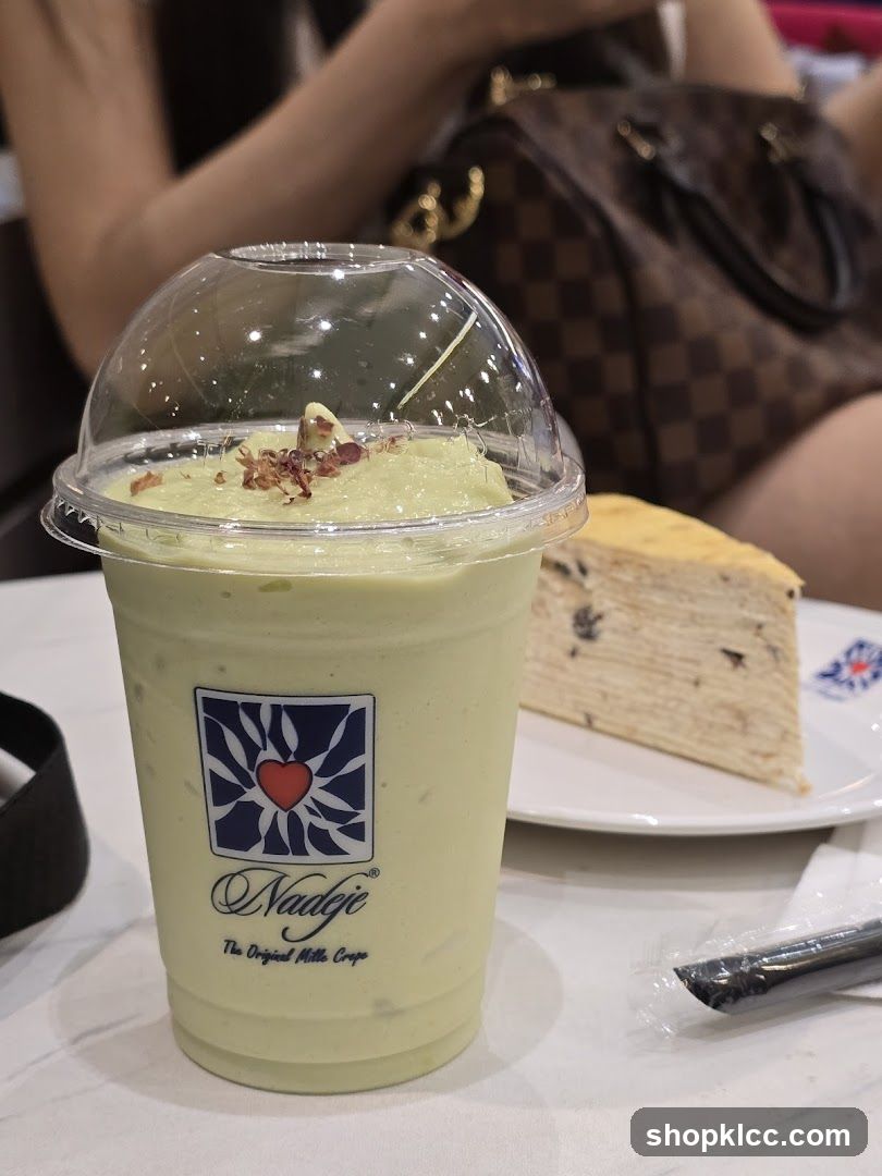 Avocado Smoothie and Mille Crepe Cake