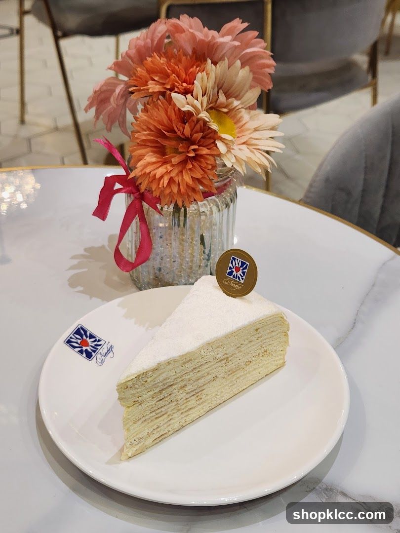 Slice of Mille Crepe Cake