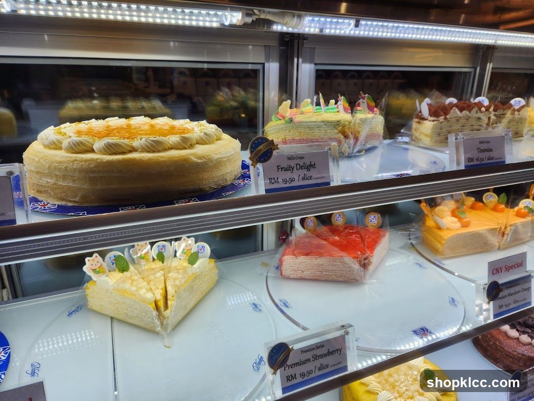 Cakes in a Display Case