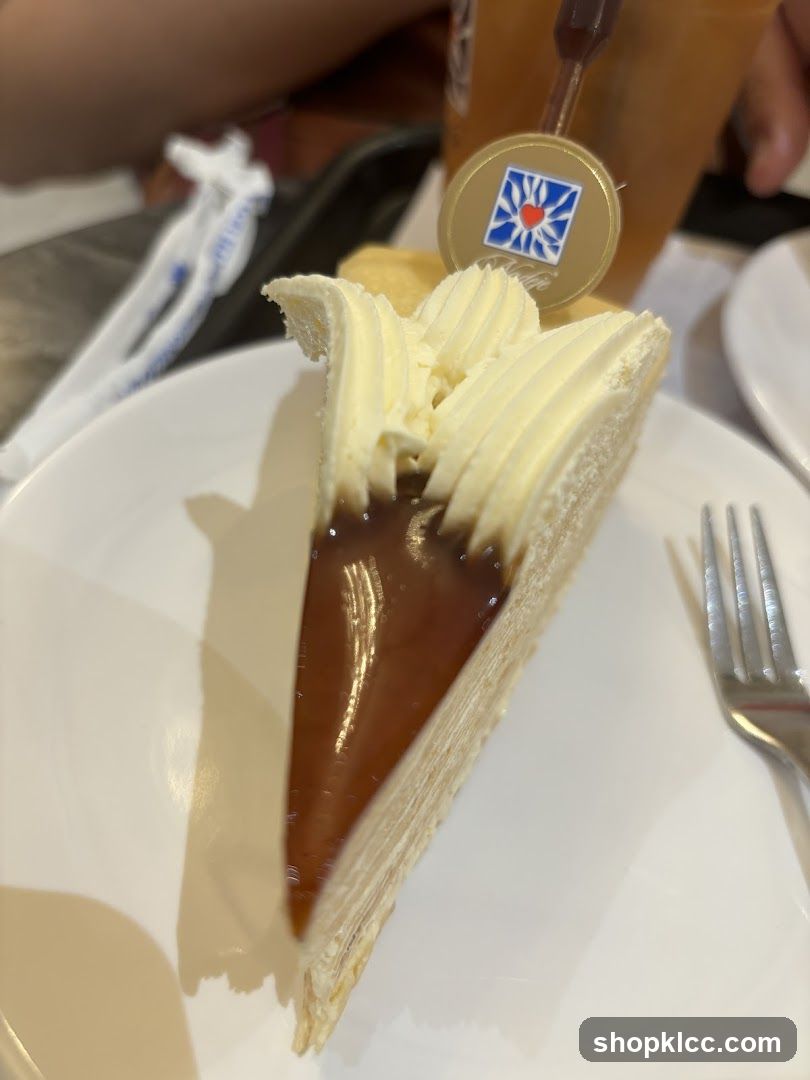 Slice of Mille Crepe Cake