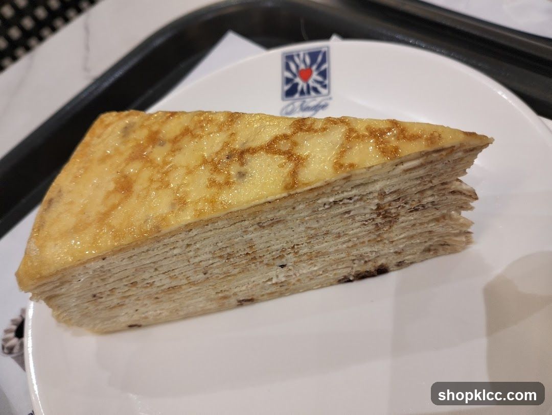 Slice of Mille Crepe Cake