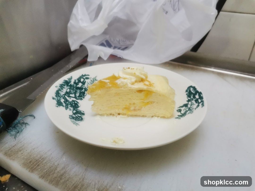 Slice of Mille Crepe Cake