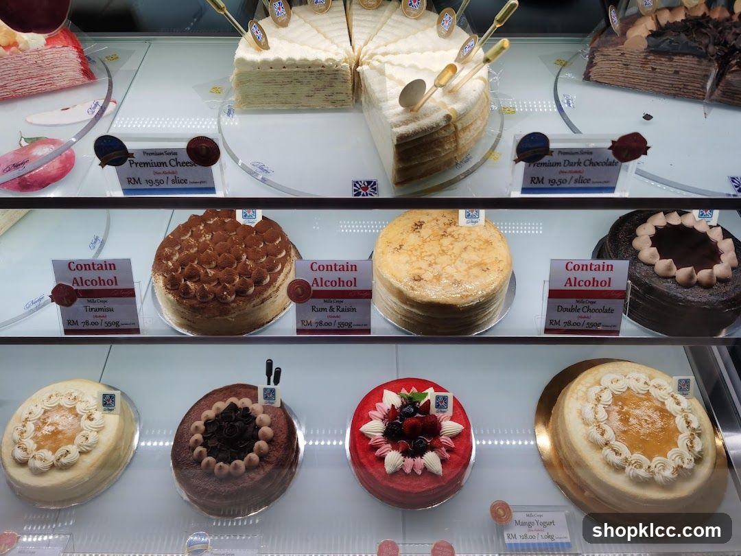 Cakes in a Display Case