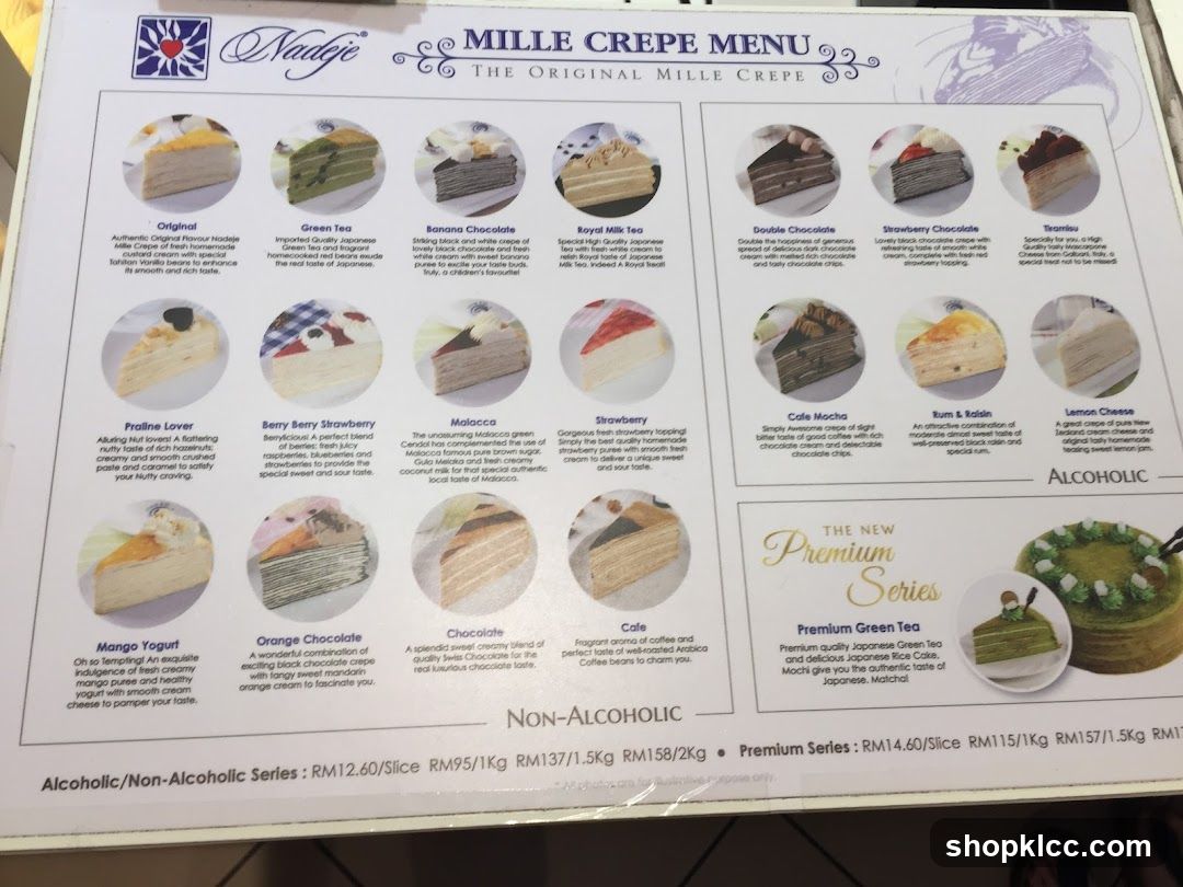 Nadeje Mille Crepe Menu