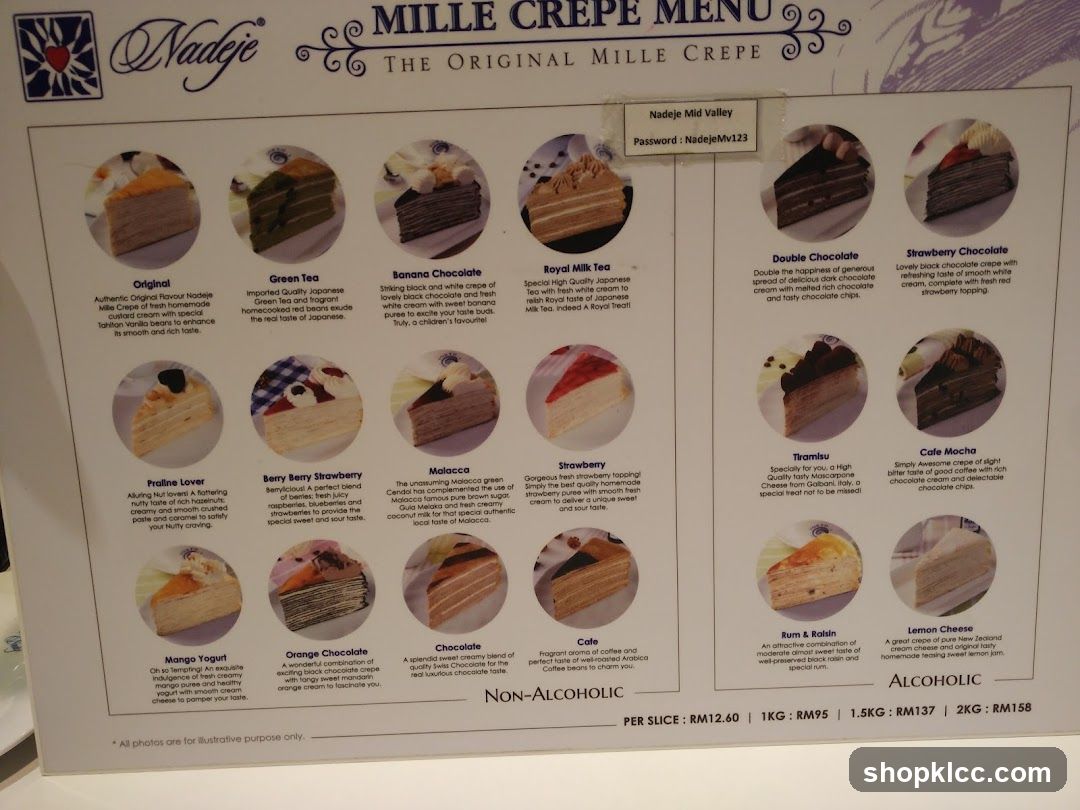 Nadje Mille Crepe Menu