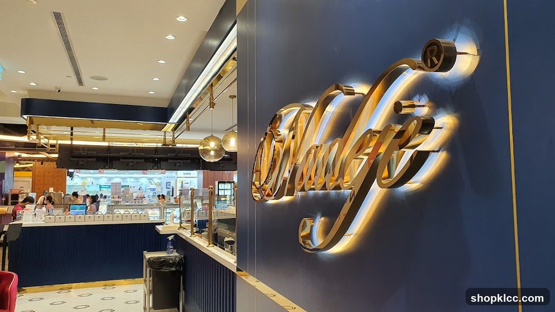 Cafe Interior with Golden Signage