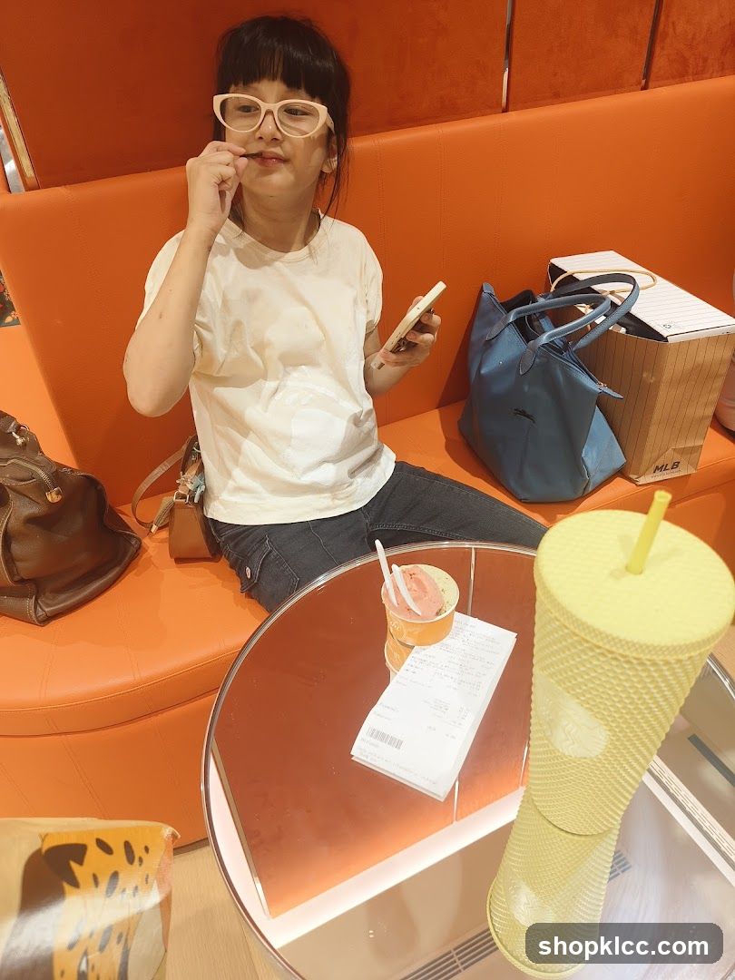 Woman eating ice cream