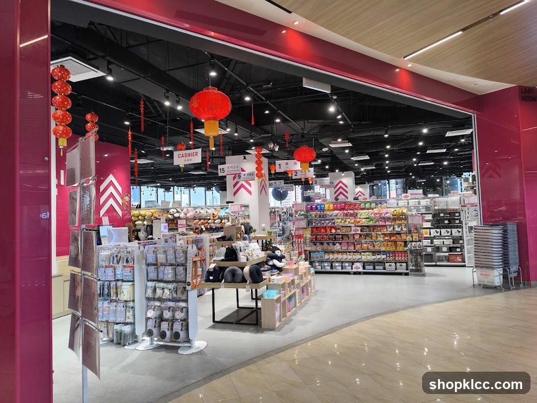 Interior of a retail store with festive decorations