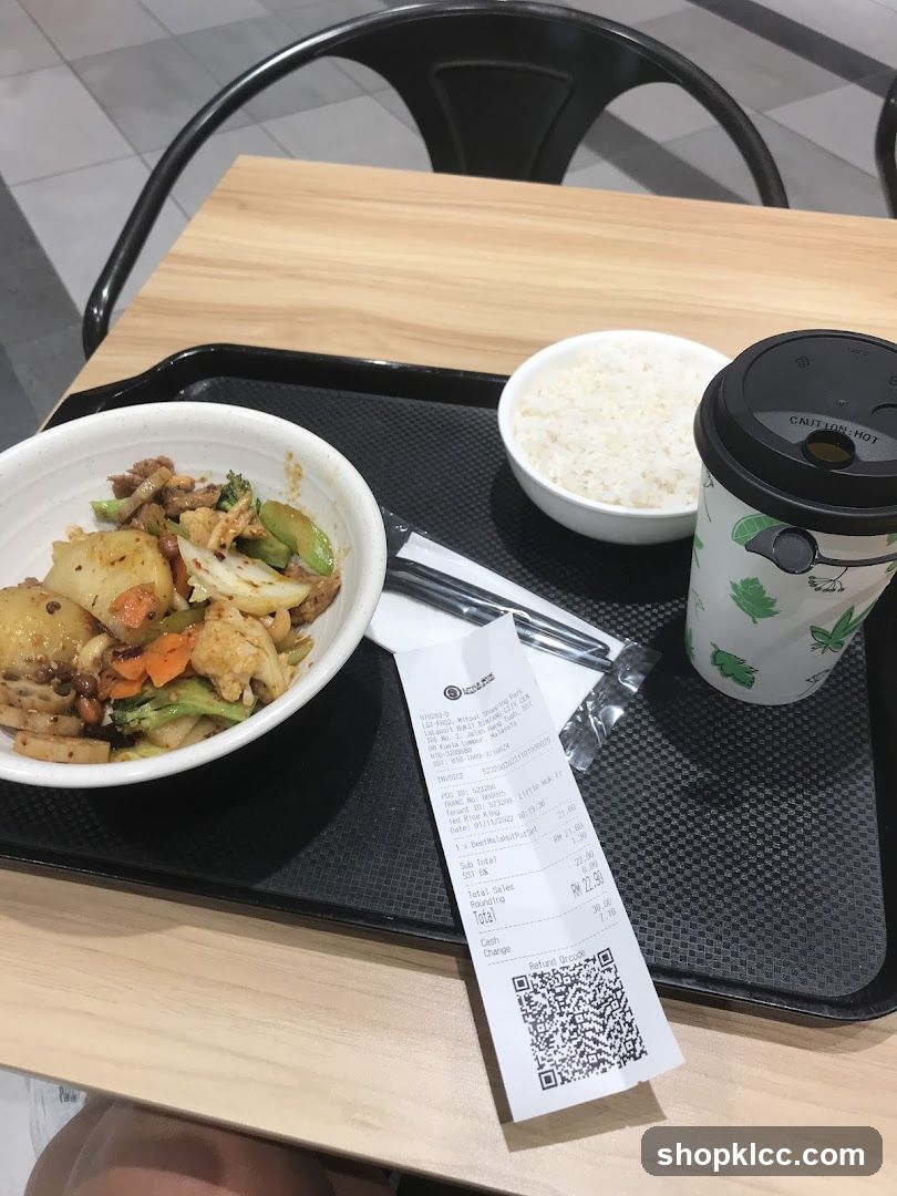 Meal Tray with Food and Receipt