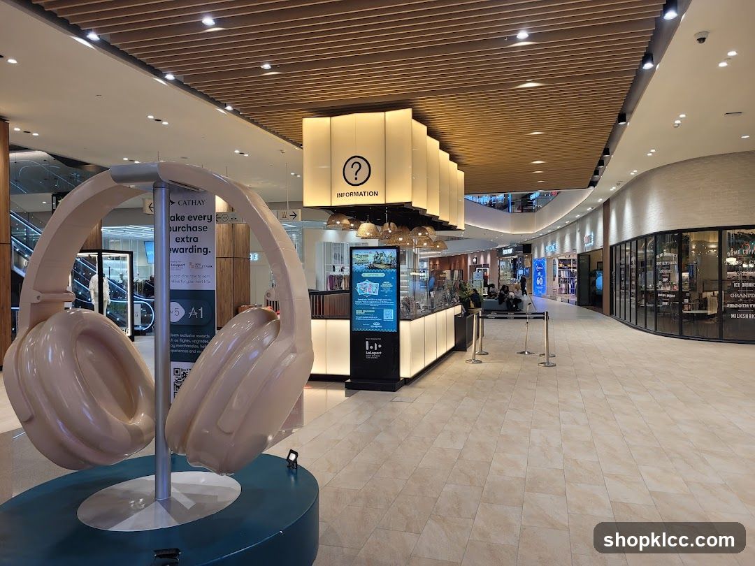 Mall Interior with Information Desk and Headphones Display