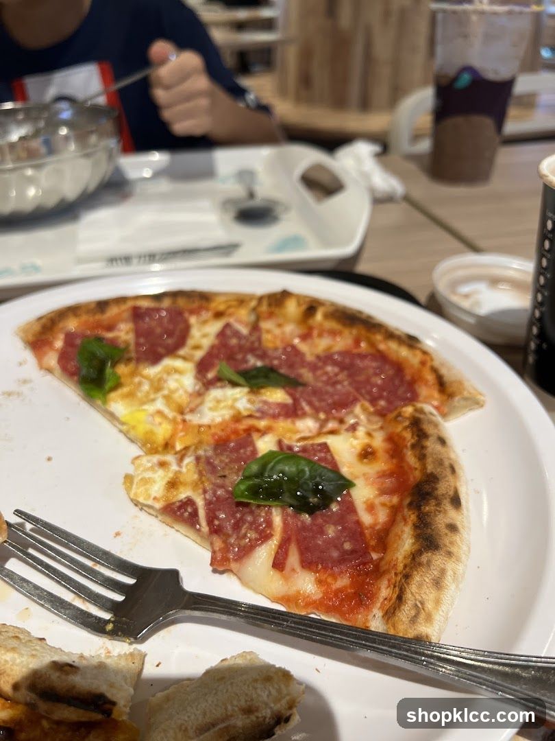 Pizza with Salami and Basil