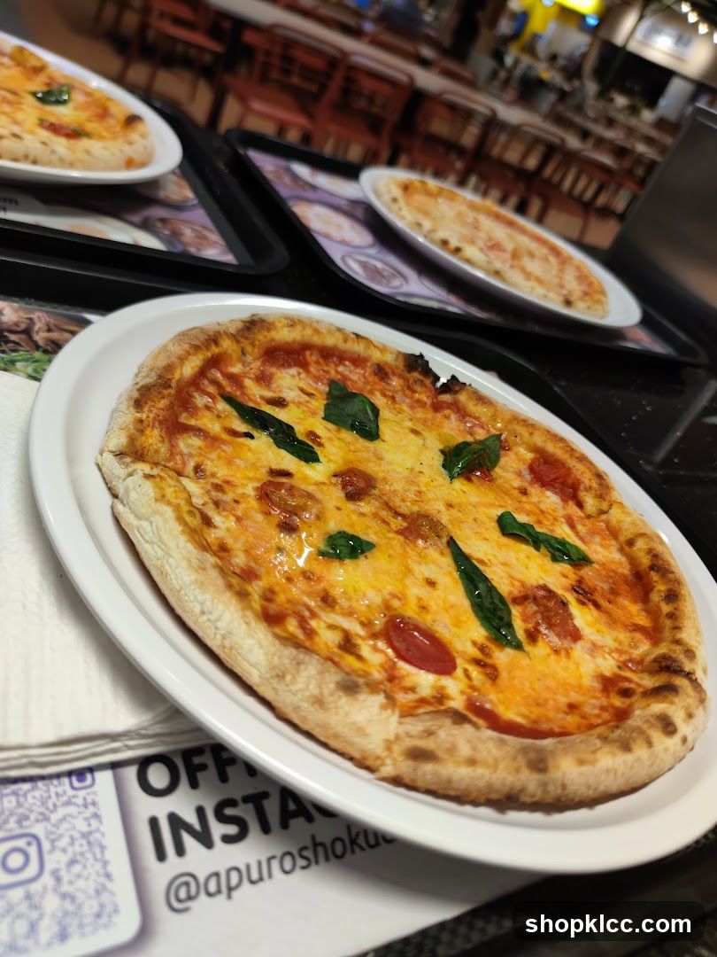 Pizza on a table in a restaurant