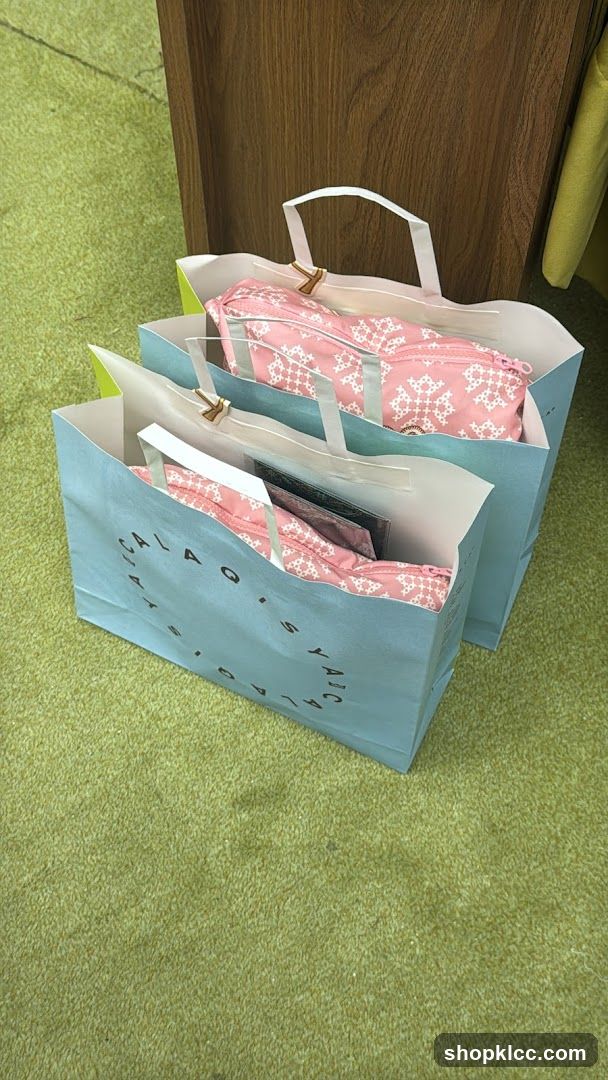 Shopping Bags with Pink Patterned Items