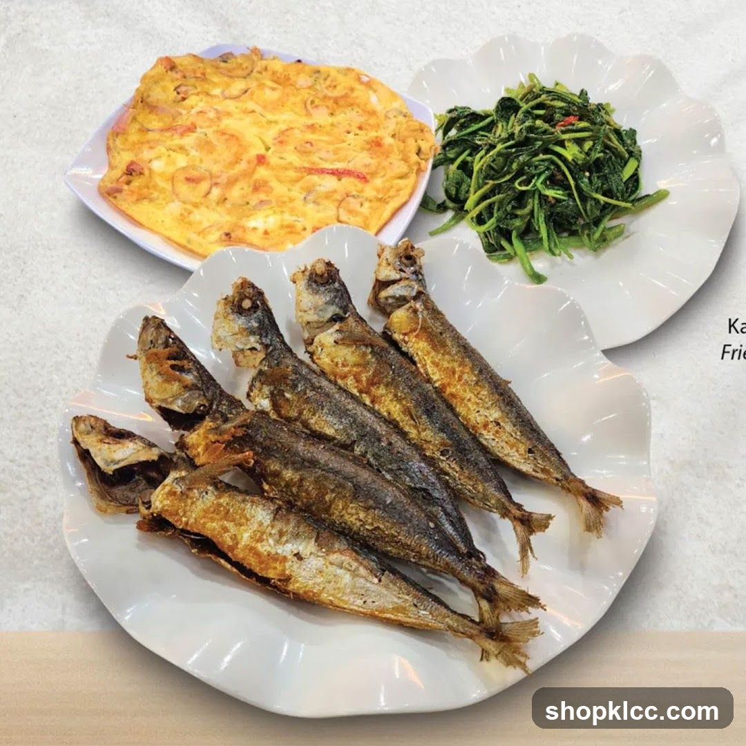 Fried Fish with Omelette and Greens