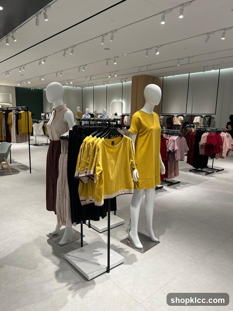 Clothing store interior with mannequins
