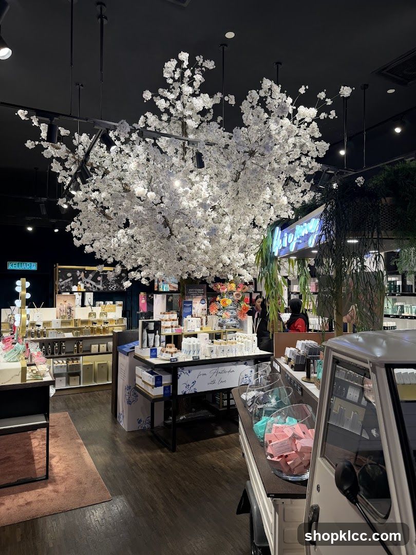 Interior of a retail store with decorative elements
