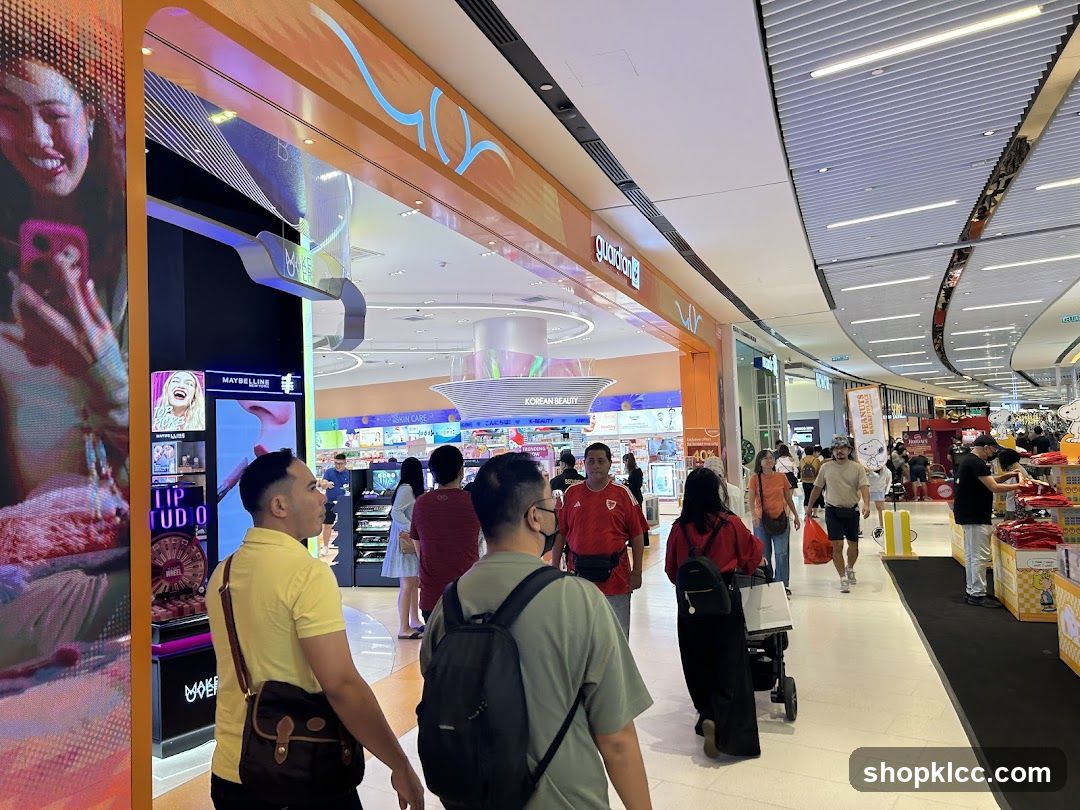 Mall Interior with Shops and Shoppers