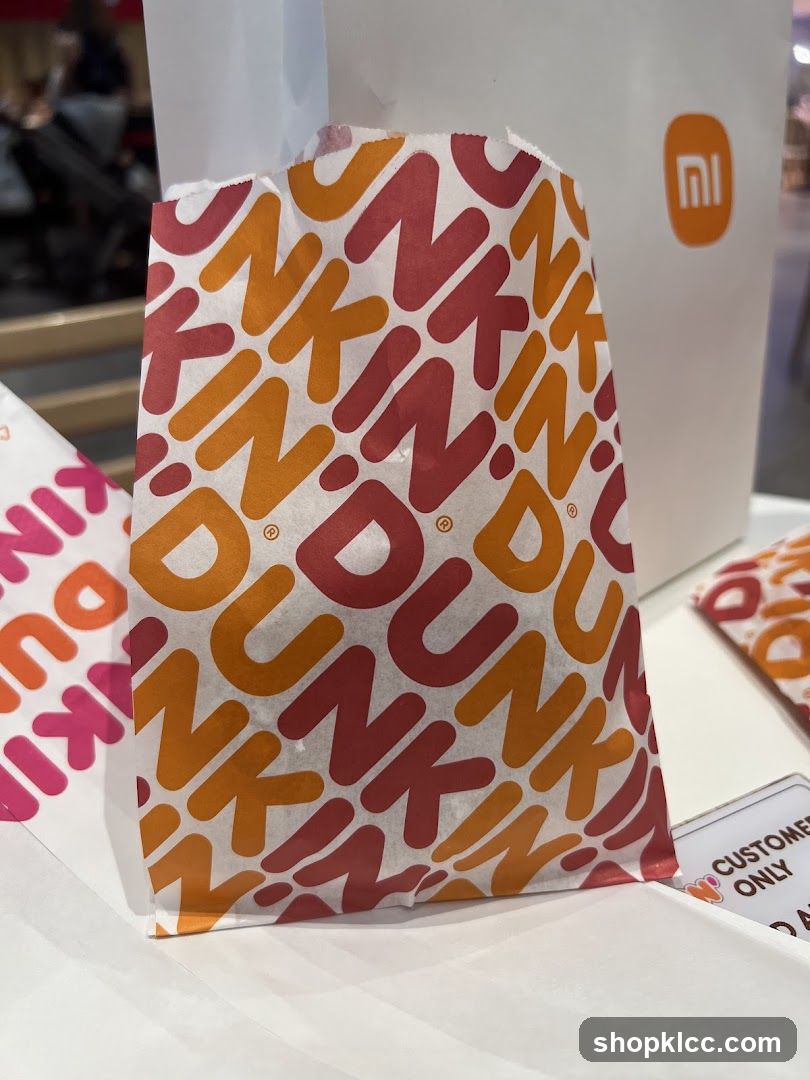 Dunkin' branded paper bags