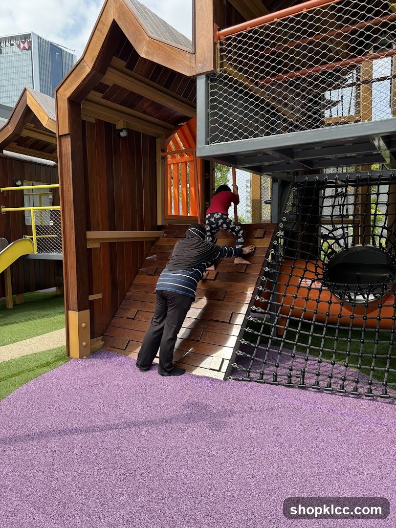 Children climbing on playground structure