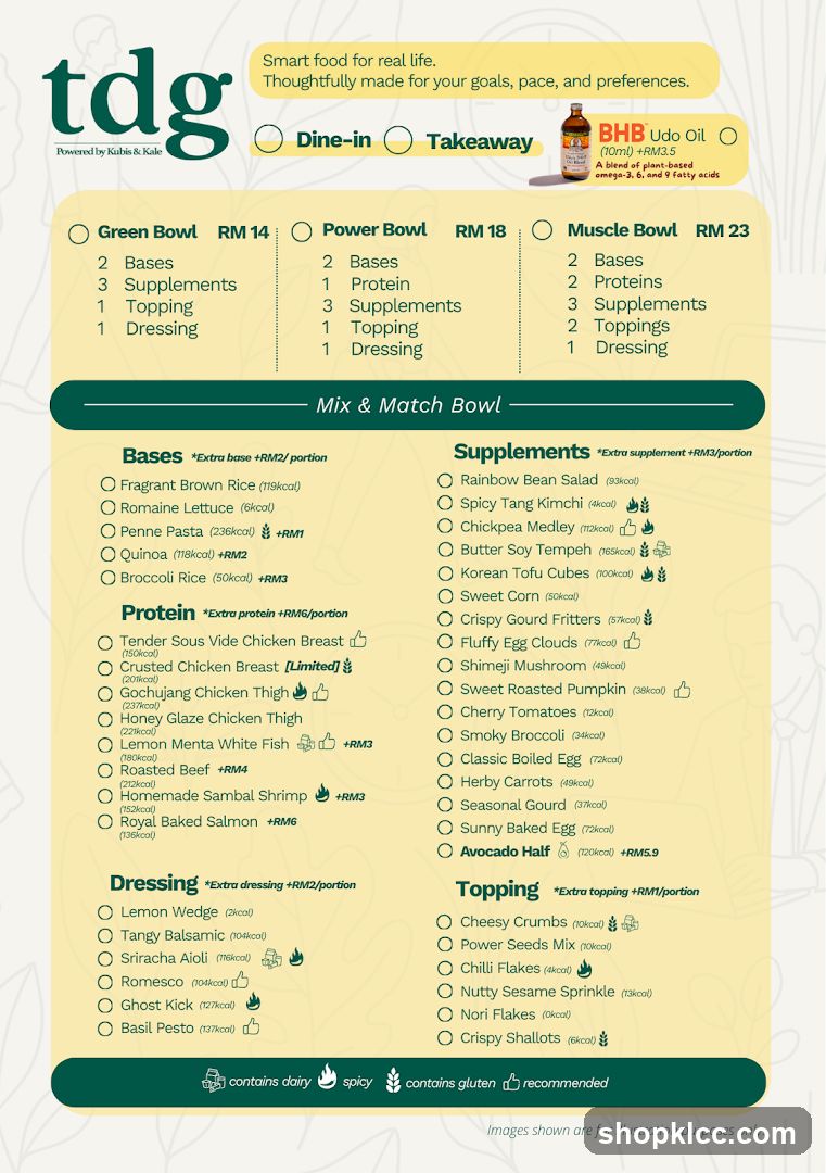 TDG Menu