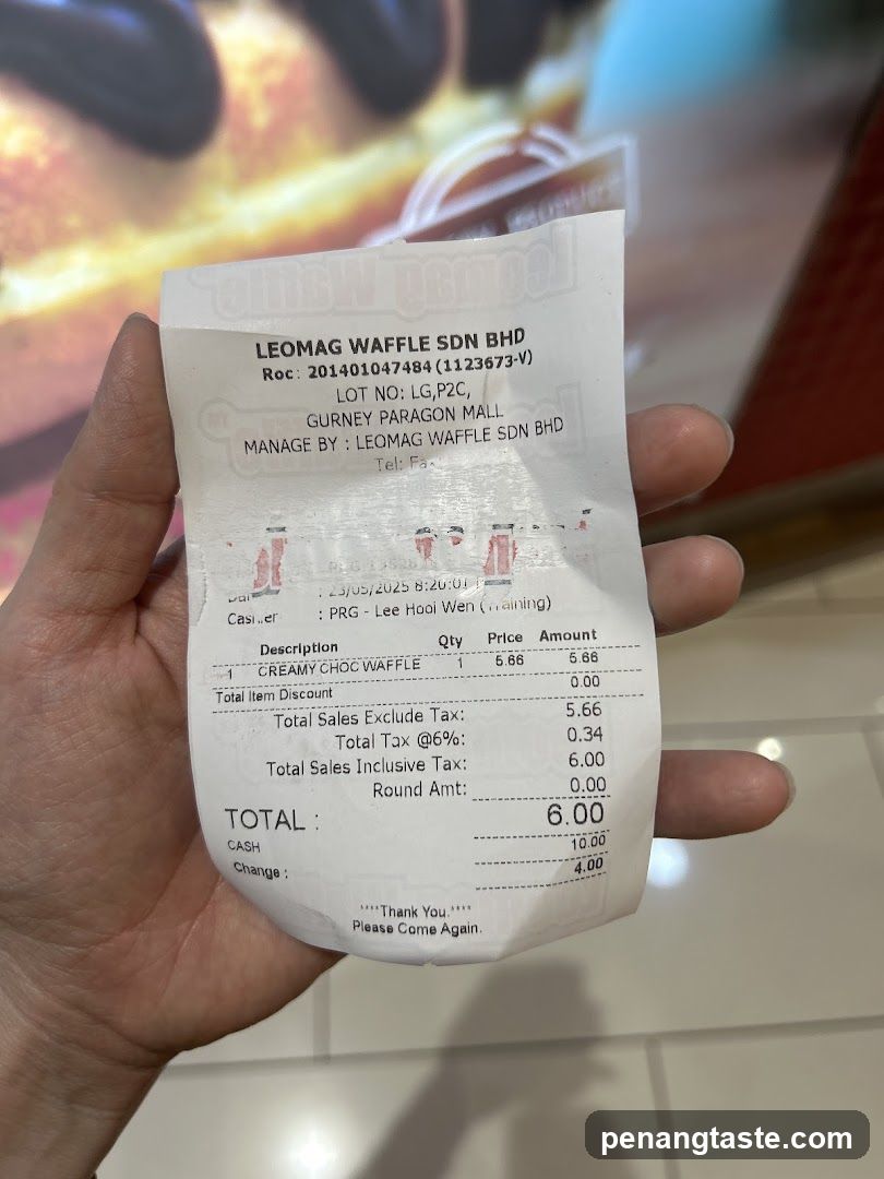 Receipt from Leomag Waffle