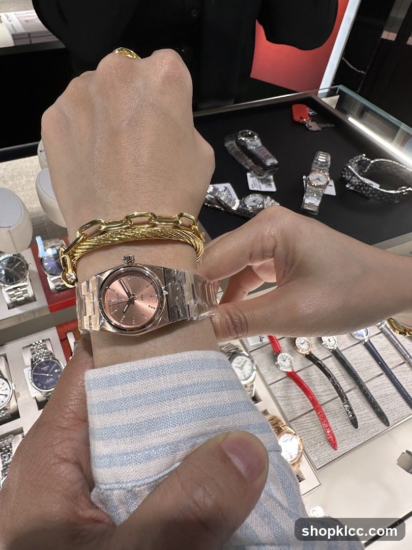 Trying on a watch
