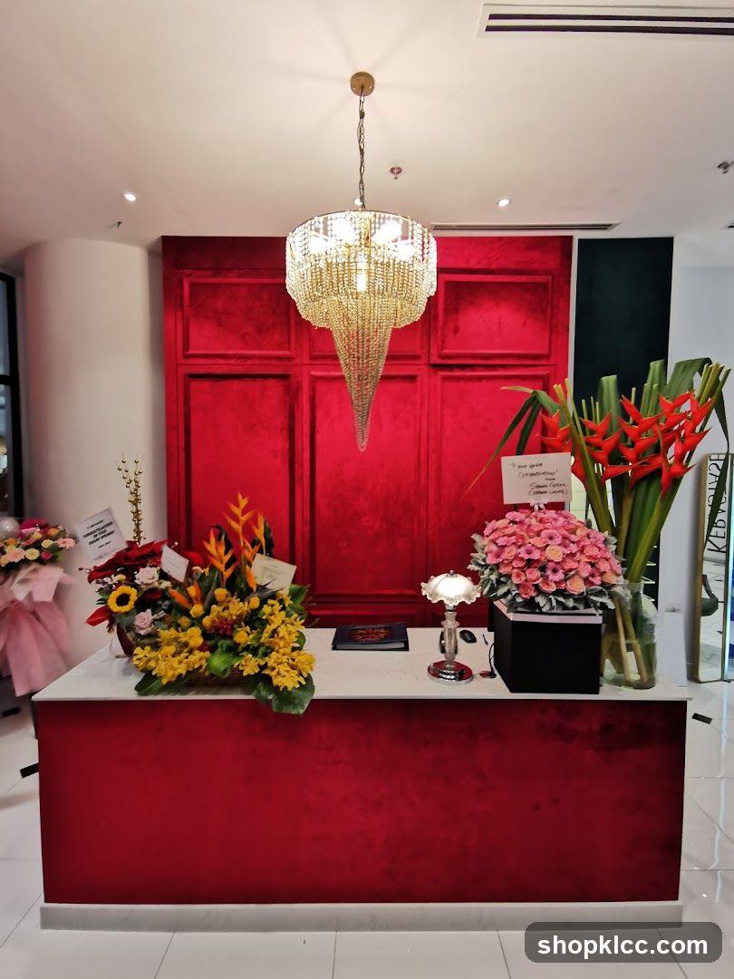 Reception Desk with Floral Arrangements
