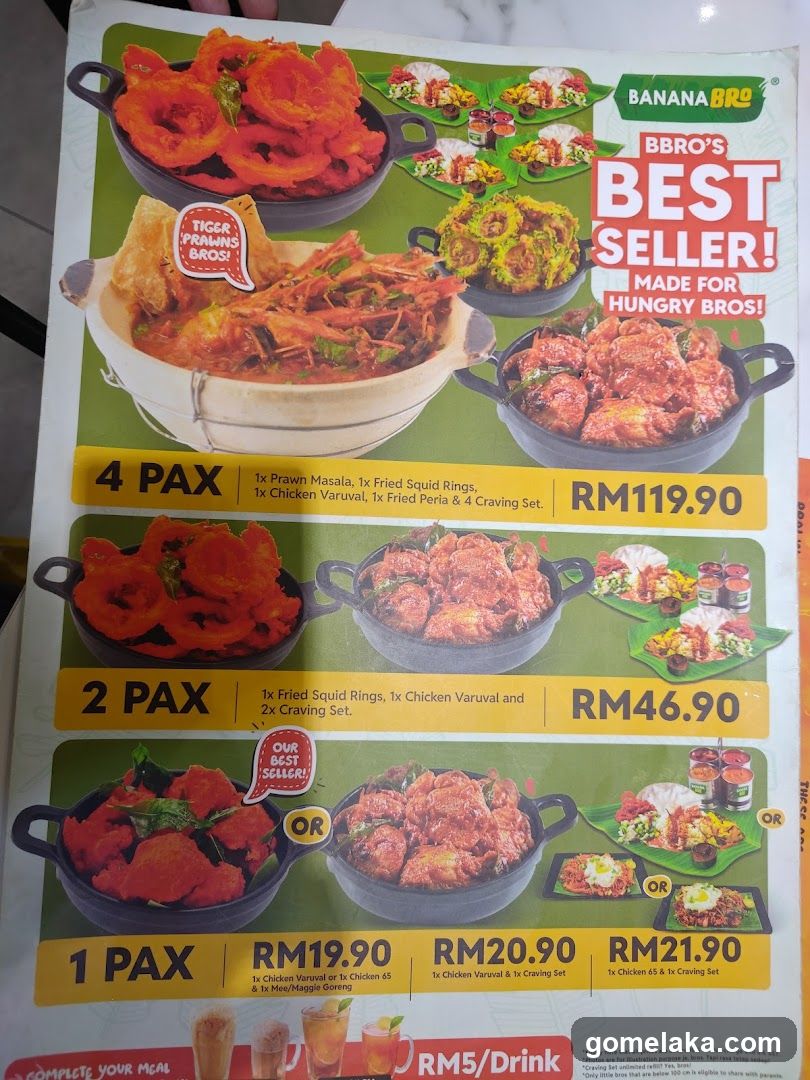 Banana Bro's Menu Advertisement