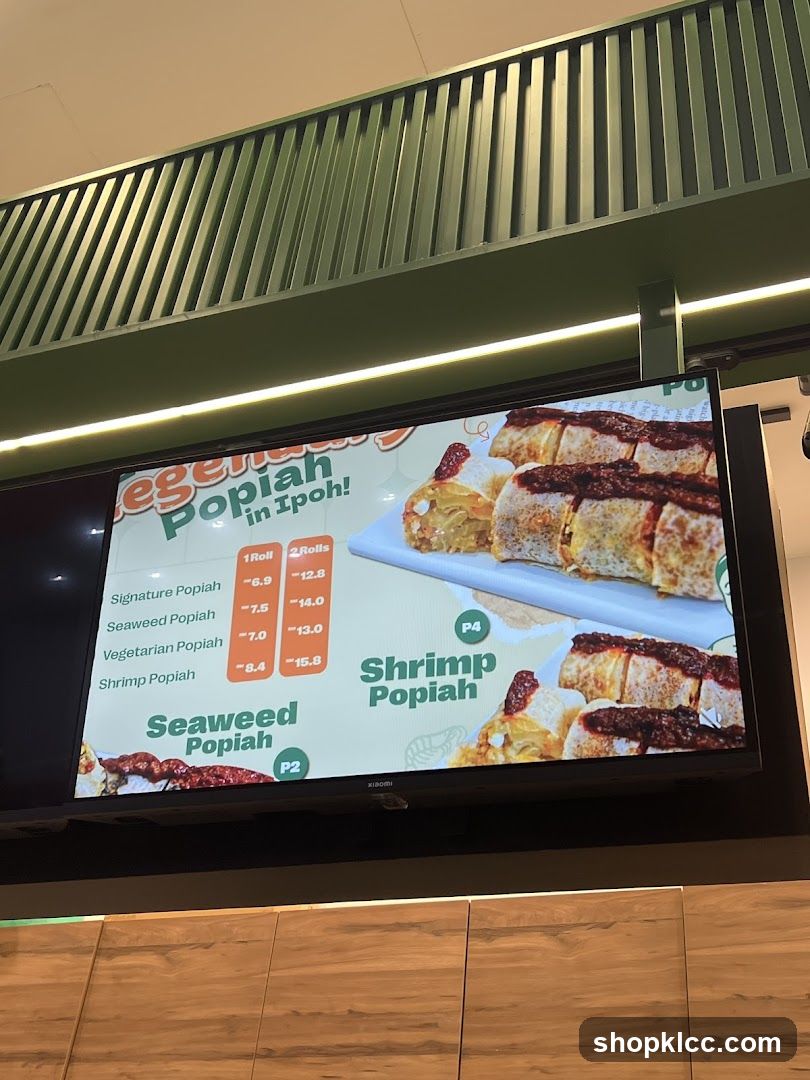 Popiah Menu