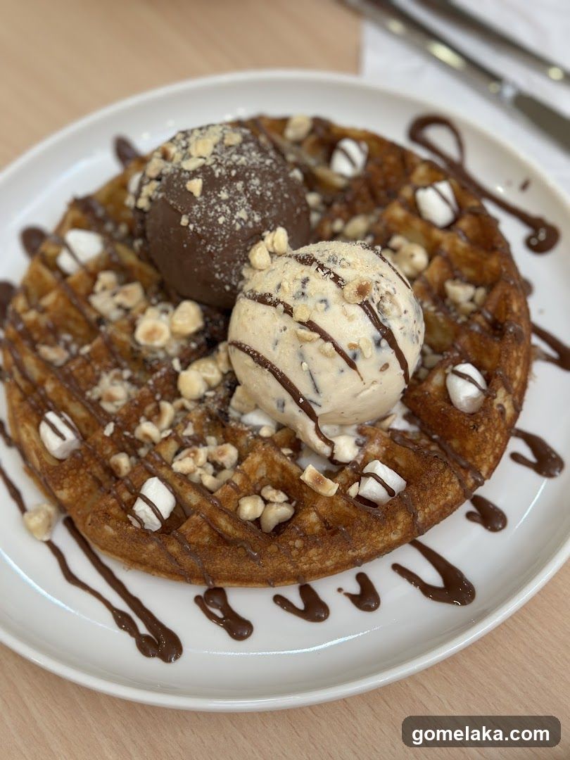 Waffle with Ice Cream and Toppings