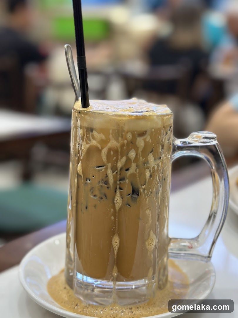 Iced coffee drink in glass mug