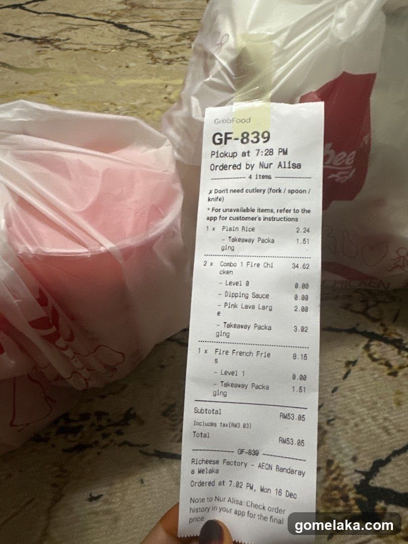 GrabFood Order Receipt